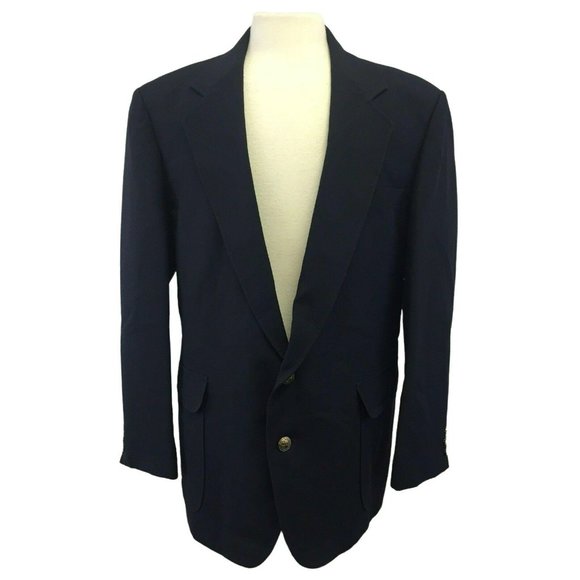 Reed St James Suit Jacket Blazer Sports Coat Mens 44R Navy Blue 2 Button 5 Pocke - Picture 1 of 12